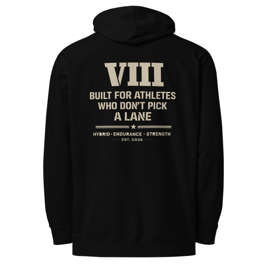 Built For Athletes Hoodie in Black back — Eighth Station hybrid fitness hoodie