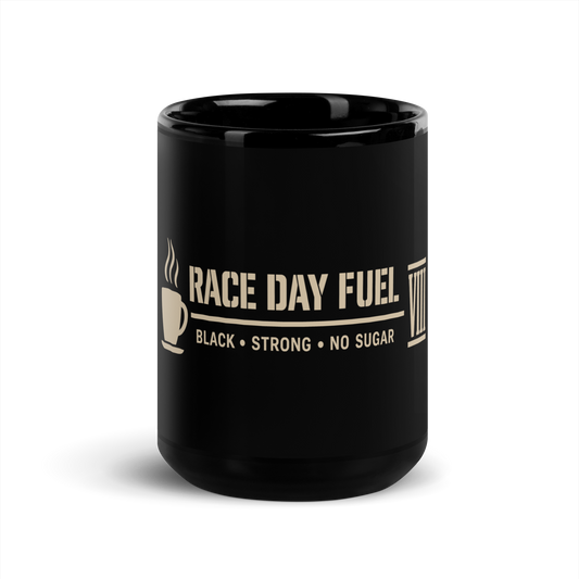 Race Day Fuel Mug 15oz black glossy — Eighth Station hybrid athlete coffee mug
