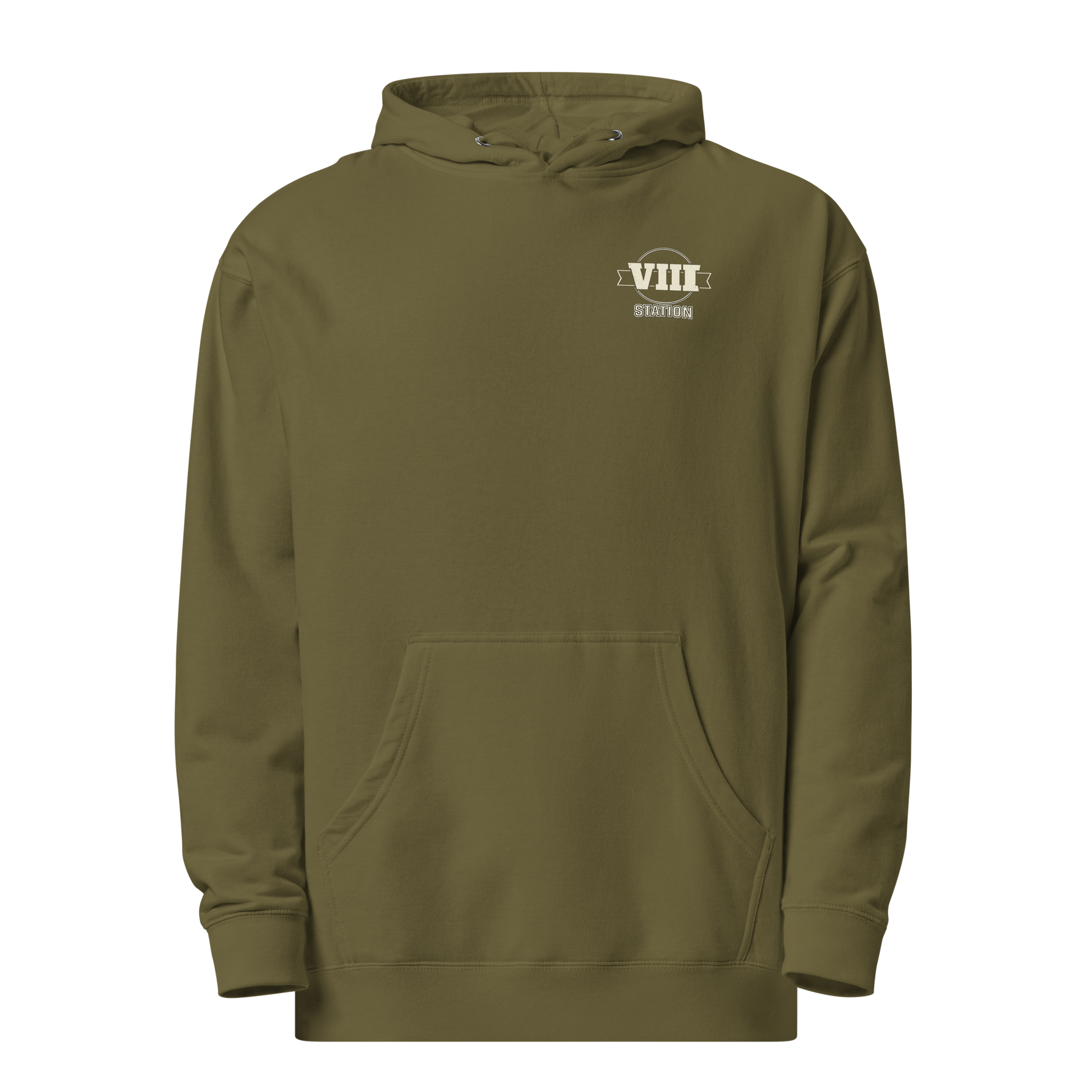 Built For Athletes Hoodie in Army front — Eighth Station hybrid fitness hoodie