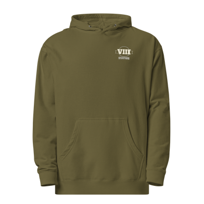 Built For Athletes Hoodie in Army front — Eighth Station hybrid fitness hoodie