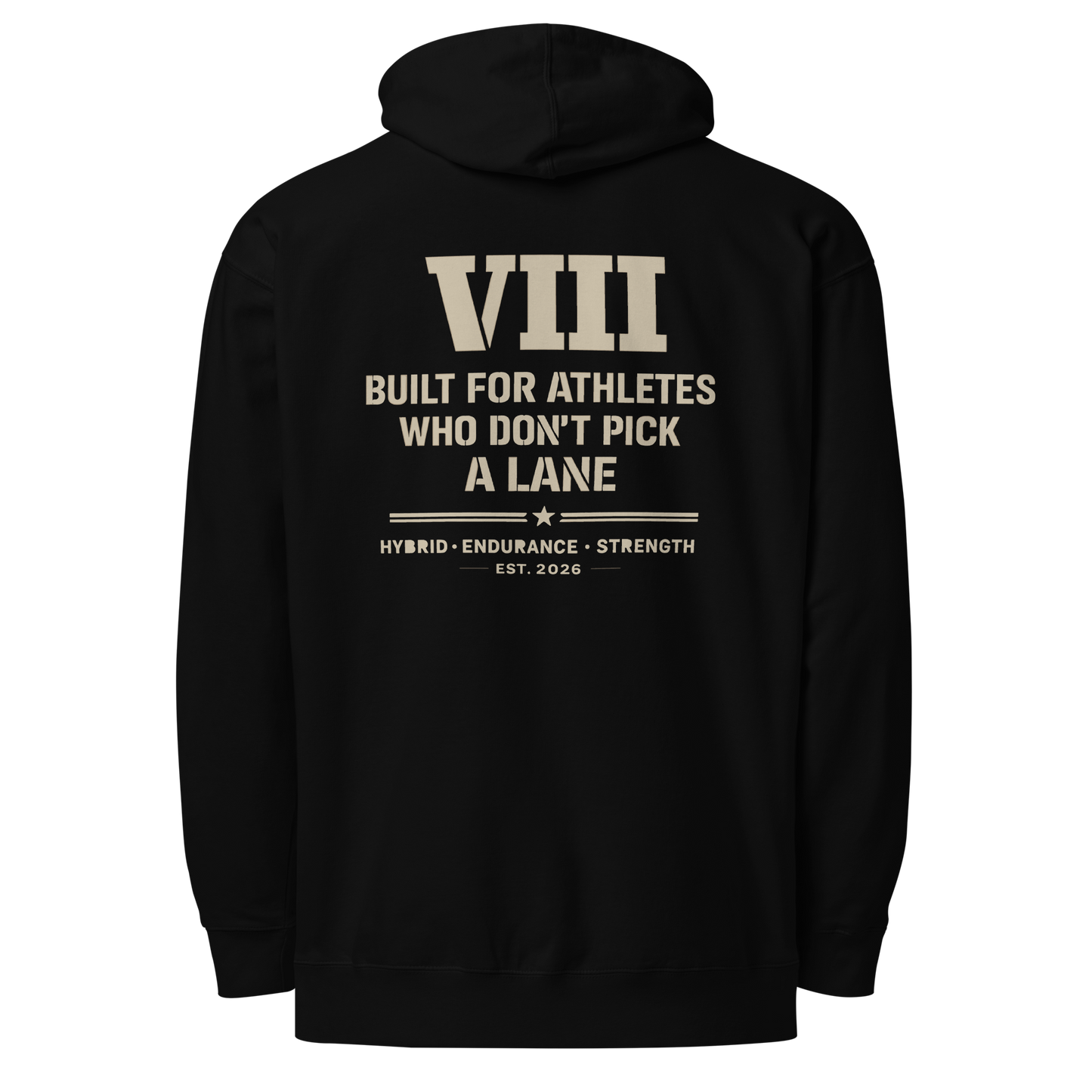 Built For Athletes Hoodie in Black back — Eighth Station hybrid fitness hoodie