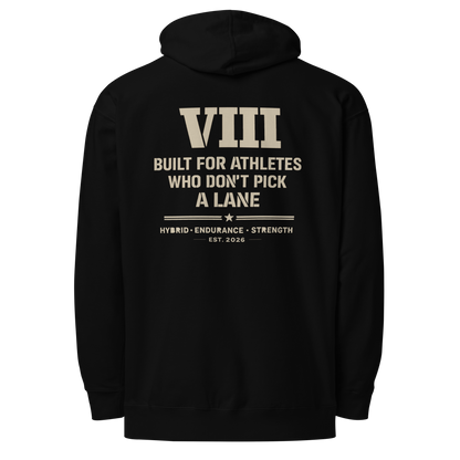 Built For Athletes Hoodie in Black back — Eighth Station hybrid fitness hoodie