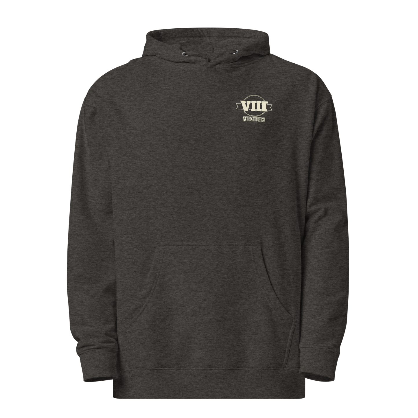 Built For Athletes Hoodie in Charcoal Heather front — Eighth Station hybrid fitness hoodie