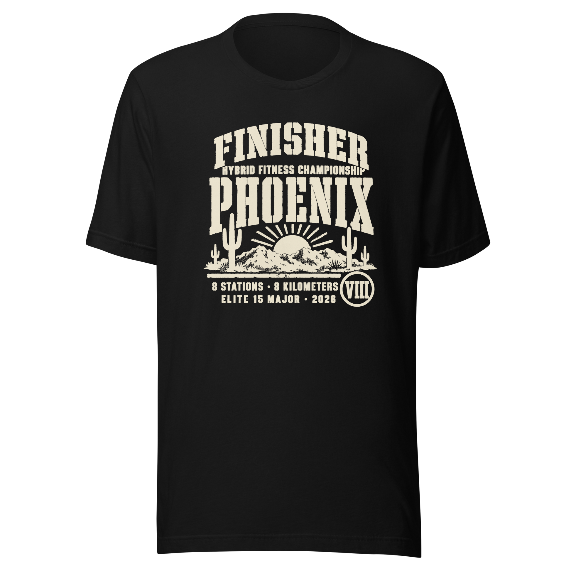 Phoenix Finisher Tee 2026 in Black — Eighth Station race commemorative shirt