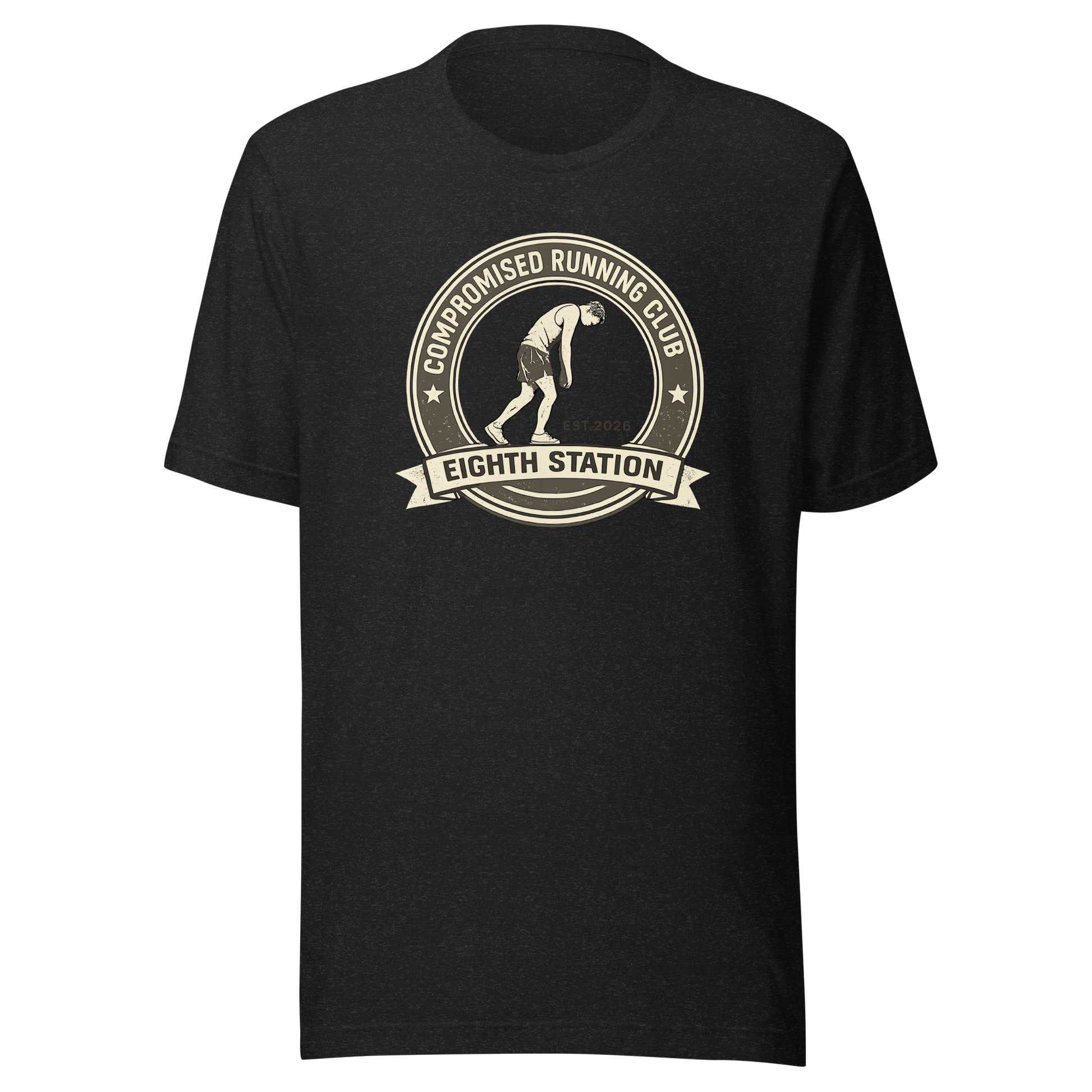 Compromised Running Club Tee in Black Heather — Eighth Station hybrid fitness shirt