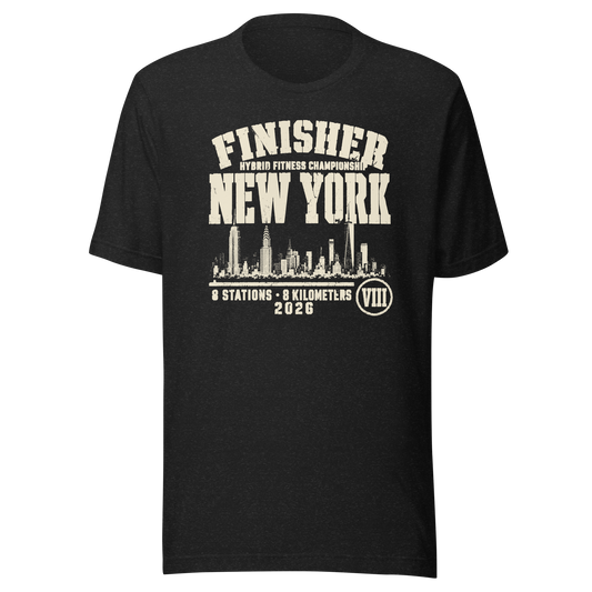 New York City Finisher Tee 2026 in Black Heather — Eighth Station race commemorative shirt