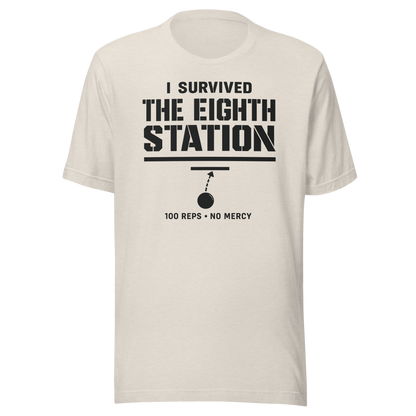 I Survived The Eighth Station Tee in Heather Dust — Eighth Station finisher shirt