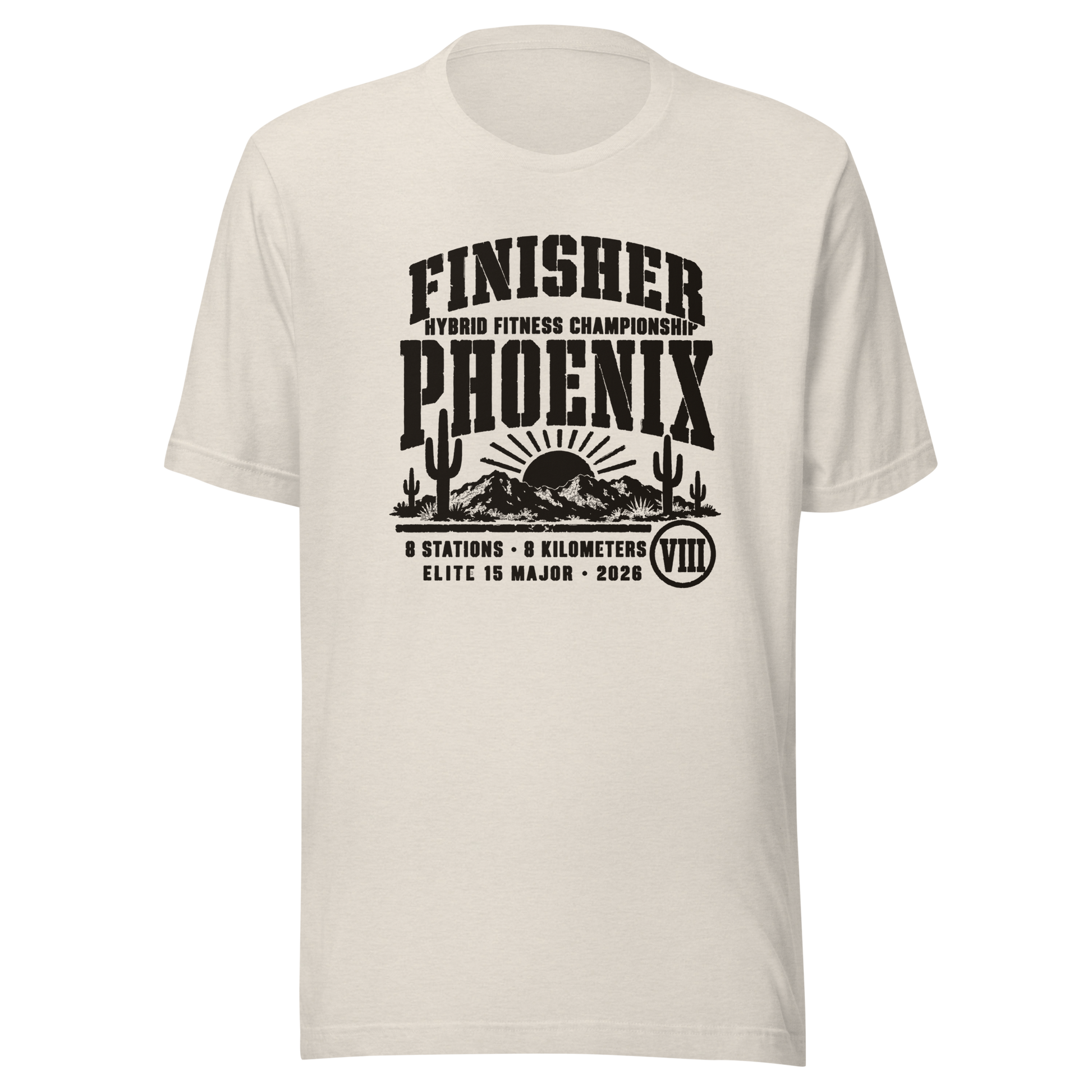 Phoenix Finisher Tee 2026 in Heather Dust — Eighth Station race commemorative shirt