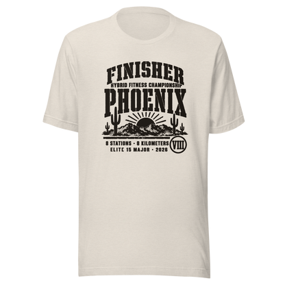 Phoenix Finisher Tee 2026 in Heather Dust — Eighth Station race commemorative shirt