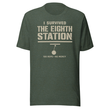 I Survived The Eighth Station Tee in Heather Forest — Eighth Station finisher shirt
