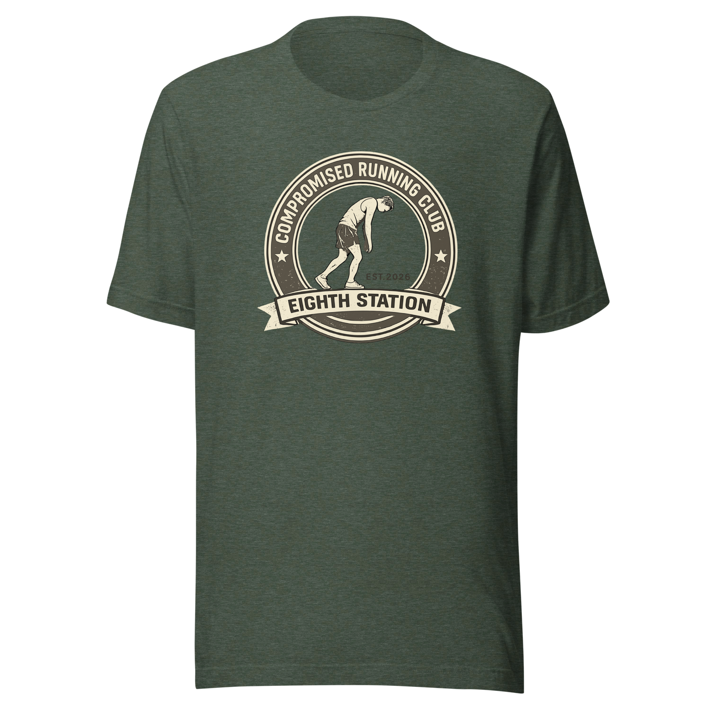Compromised Running Club Tee in Heather Forest — Eighth Station hybrid fitness shirt