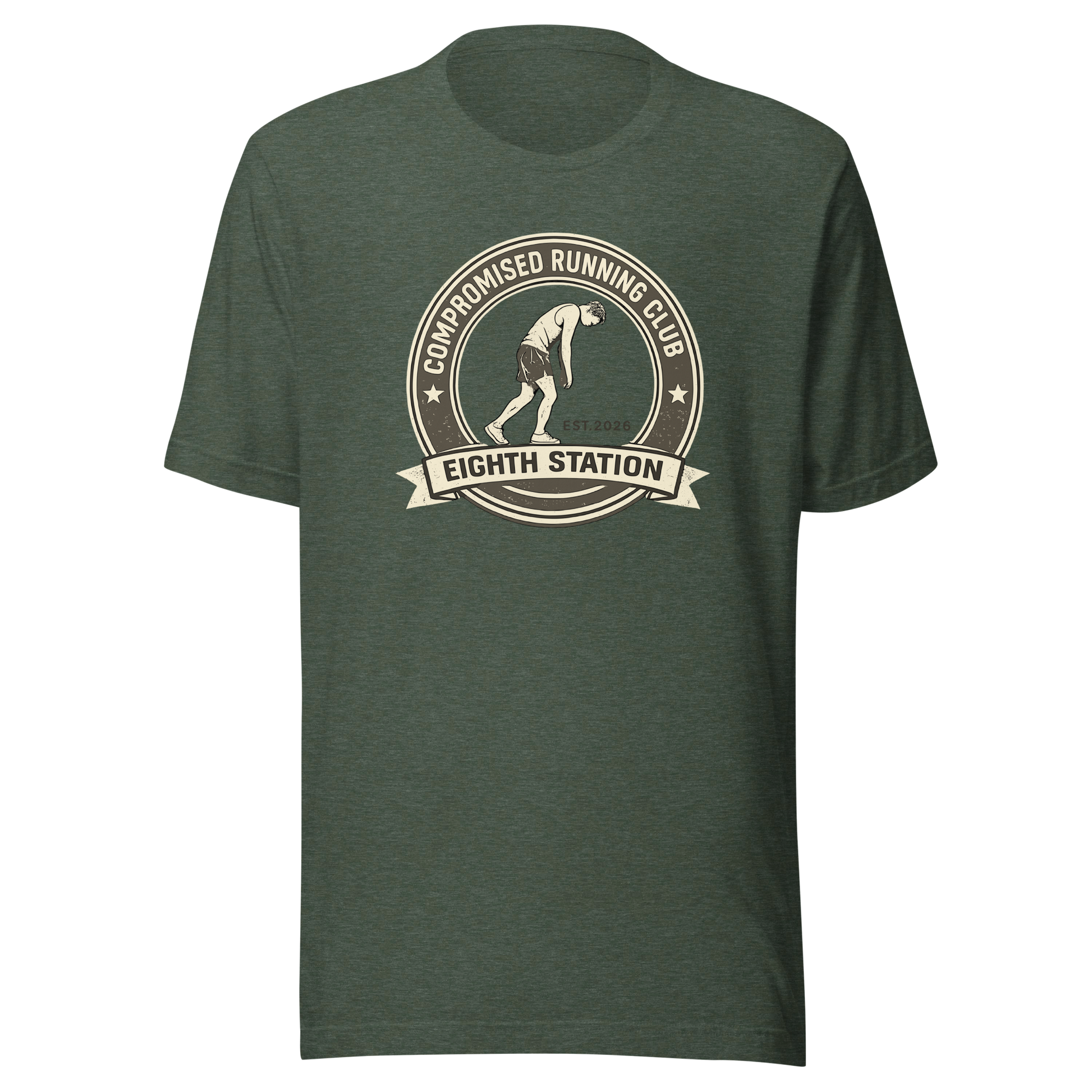 Compromised Running Club Tee in Heather Forest — Eighth Station hybrid fitness shirt