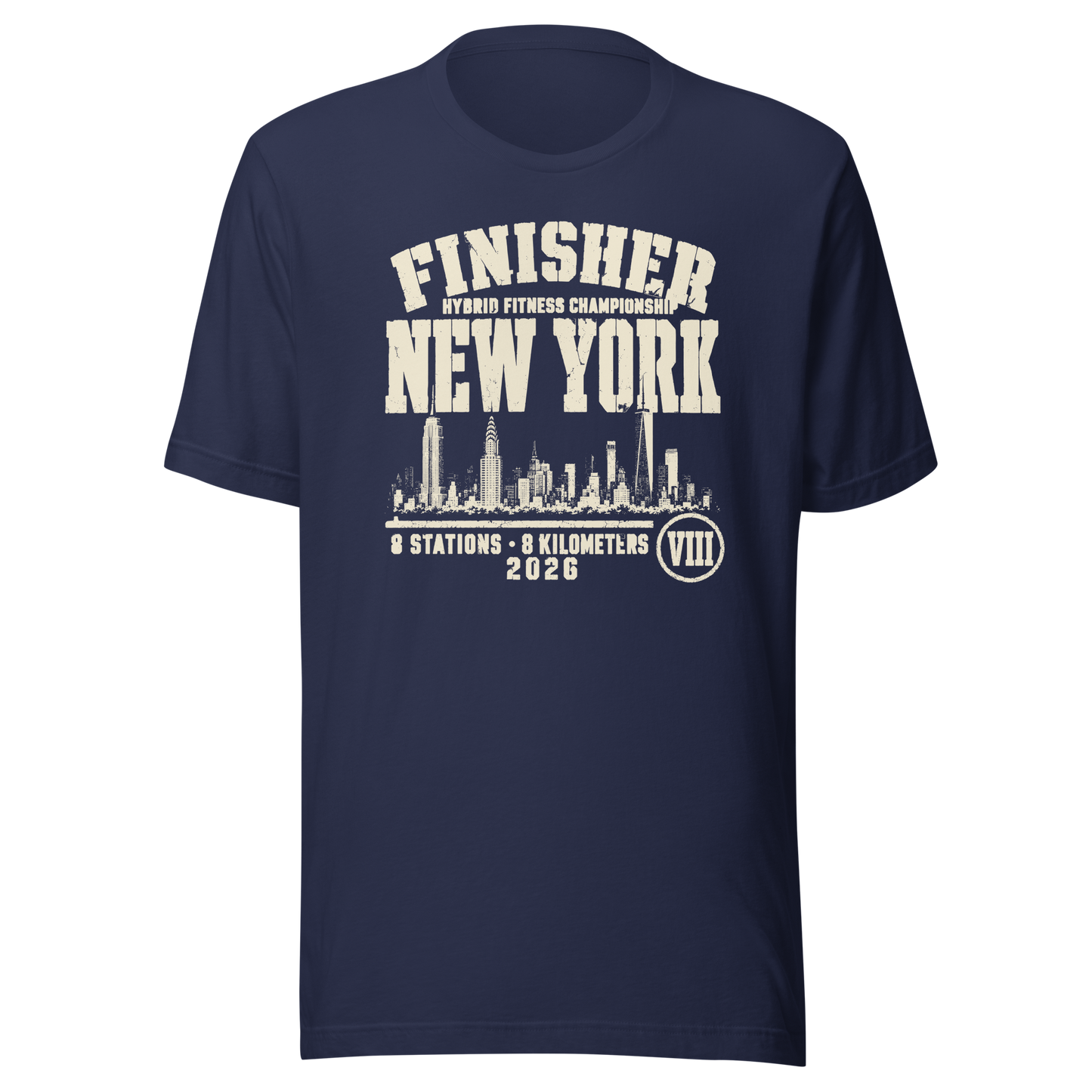 New York City Finisher Tee 2026 in Navy — Eighth Station race commemorative shirt