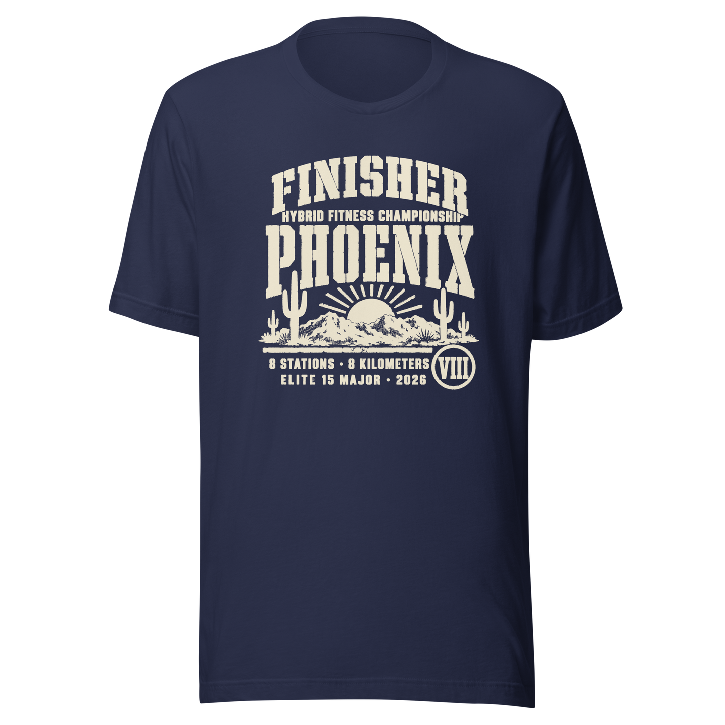 Phoenix Finisher Tee 2026 in Navy — Eighth Station race commemorative shirt