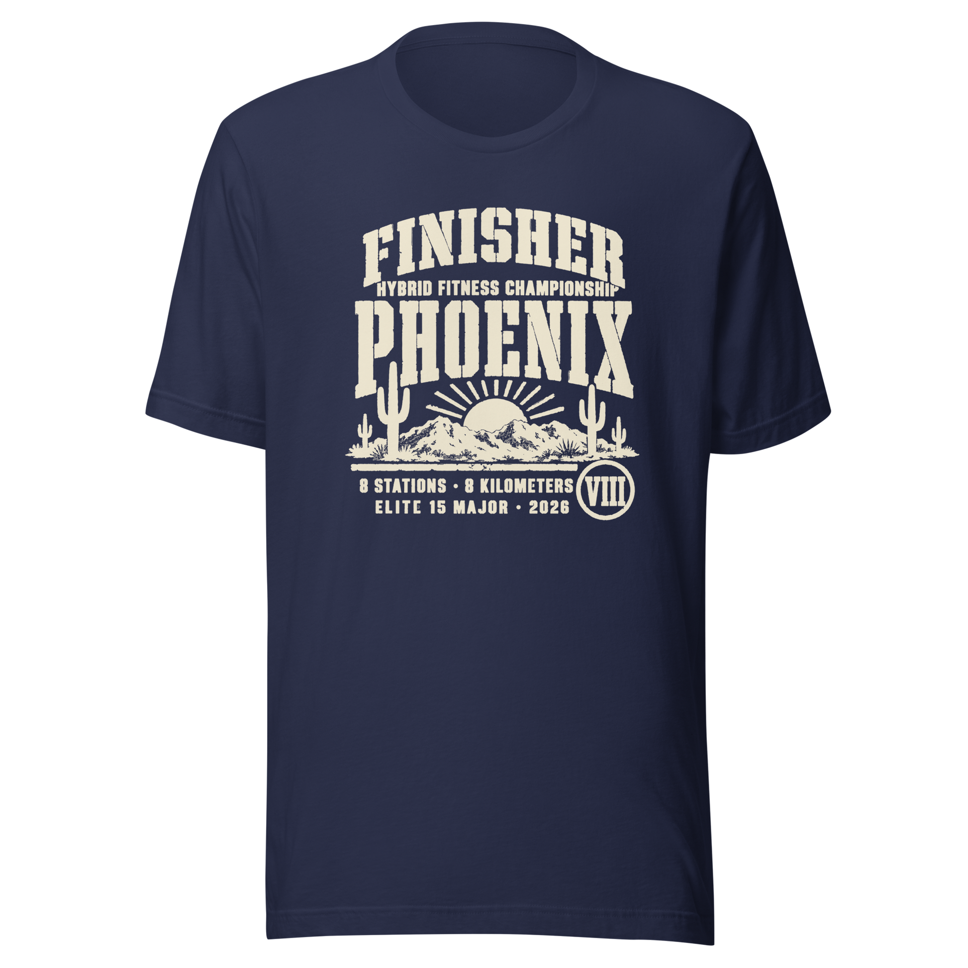 Phoenix Finisher Tee 2026 in Navy — Eighth Station race commemorative shirt